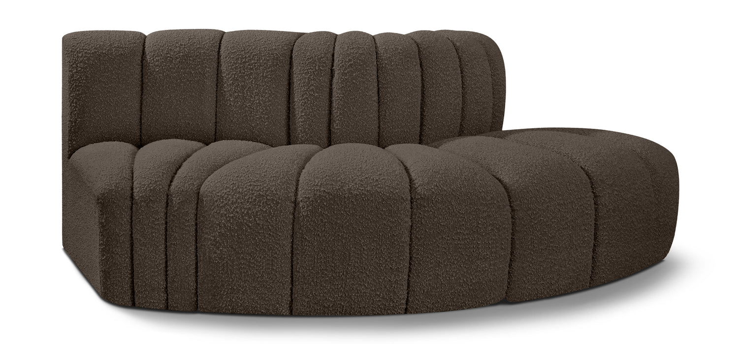 Meridian Furniture - Arc Vegan Leather Modular Sofa in Brown - 102Brown-S3E - GreatFurnitureDeal