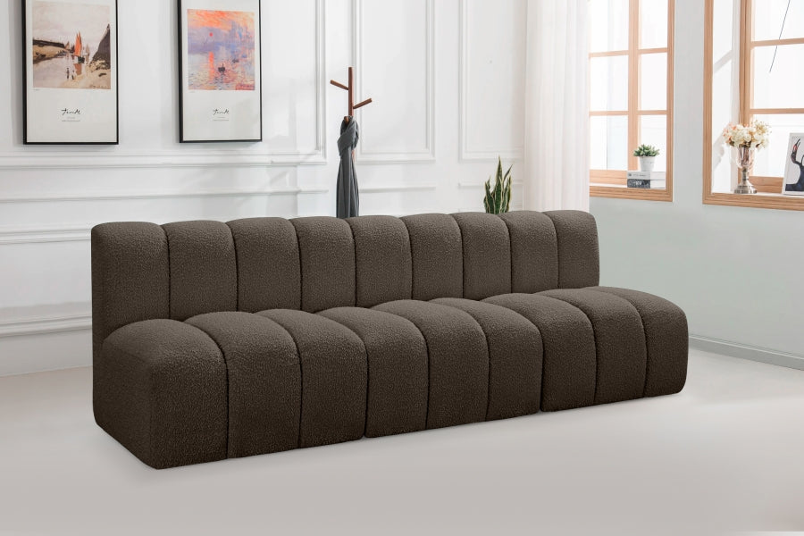 Meridian Furniture - Arc Vegan Leather Modular Sofa in Brown - 102Brown-S3F - GreatFurnitureDeal