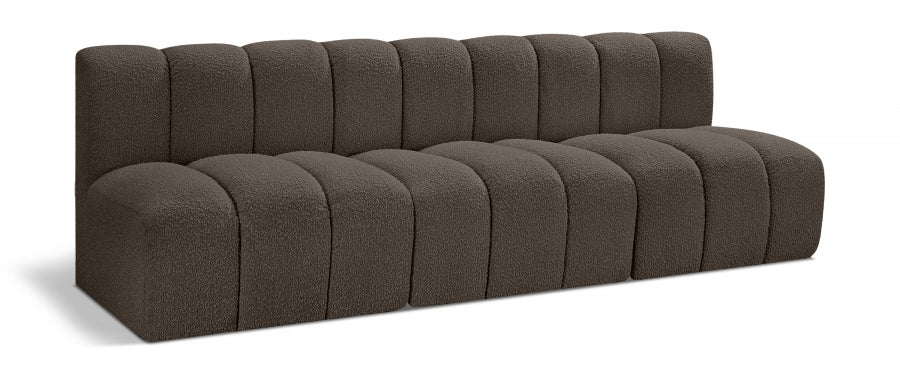 Meridian Furniture - Arc Vegan Leather Modular Sofa in Brown - 102Brown-S3F - GreatFurnitureDeal