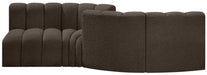 Meridian Furniture - Arc Vegan Leather Modular Sofa in Brown - 102Brown-S4A - GreatFurnitureDeal