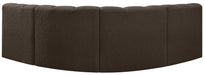 Meridian Furniture - Arc Vegan Leather 4 Piece Modular Sectional in Brown - 102Brown-S4B - GreatFurnitureDeal