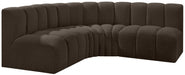 Meridian Furniture - Arc Vegan Leather 4 Piece Modular Sectional in Brown - 102Brown-S4B - GreatFurnitureDeal