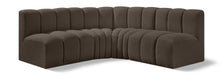 Meridian Furniture - Arc Vegan Leather 4 Piece Modular Sectional in Brown - 102Brown-S4B - GreatFurnitureDeal