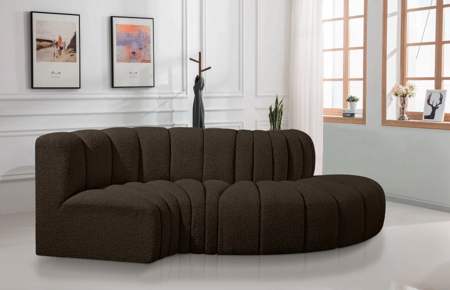 Meridian Furniture - Arc Vegan Leather 4 Piece Modular Sectional in Brown - 102Brown-S4D - GreatFurnitureDeal