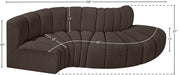 Meridian Furniture - Arc Vegan Leather 4 Piece Modular Sectional in Brown - 102Brown-S4D - GreatFurnitureDeal