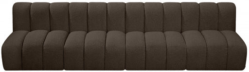 Meridian Furniture - Arc Vegan Leather 4 Piece Modular Sectional in Brown - 102Brown-S4E - GreatFurnitureDeal