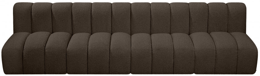 Meridian Furniture - Arc Vegan Leather 4 Piece Modular Sectional in Brown - 102Brown-S4E - GreatFurnitureDeal