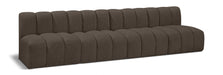 Meridian Furniture - Arc Vegan Leather 4 Piece Modular Sectional in Brown - 102Brown-S4E - GreatFurnitureDeal