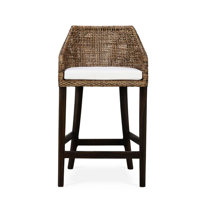 Bramble - Savanah Counter Stool in Light Glazed Rattan w/ Arctic White Performance Seat Cushion - BR-28245WLTSF204RGZE--- - GreatFurnitureDeal