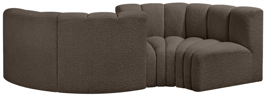 Meridian Furniture - Arc Vegan Leather 4 Piece Modular Sectional in Brown - 102Brown-S4F - GreatFurnitureDeal