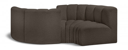 Meridian Furniture - Arc Vegan Leather 4 Piece Modular Sectional in Brown - 102Brown-S4F - GreatFurnitureDeal