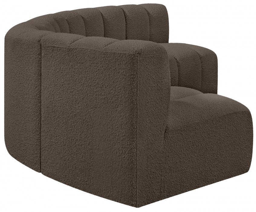 Meridian Furniture - Arc Boucle Leather 5 Piece Modular Sectional in Brown - 102Brown-S5A - GreatFurnitureDeal