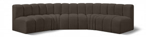 Meridian Furniture - Arc Boucle Leather 5 Piece Modular Sectional in Brown - 102Brown-S5A - GreatFurnitureDeal