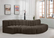 Meridian Furniture - Arc Boucle Leather 5 Piece Modular Sectional in Brown -102Brown-S5B - GreatFurnitureDeal