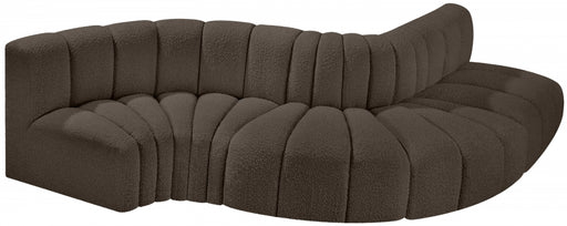 Meridian Furniture - Arc Boucle Leather 5 Piece Modular Sectional in Brown -102Brown-S5B - GreatFurnitureDeal