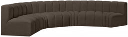 Meridian Furniture - Arc Boucle Leather 6 Piece Modular Sectional in Brown - 102Brown-S6B - GreatFurnitureDeal