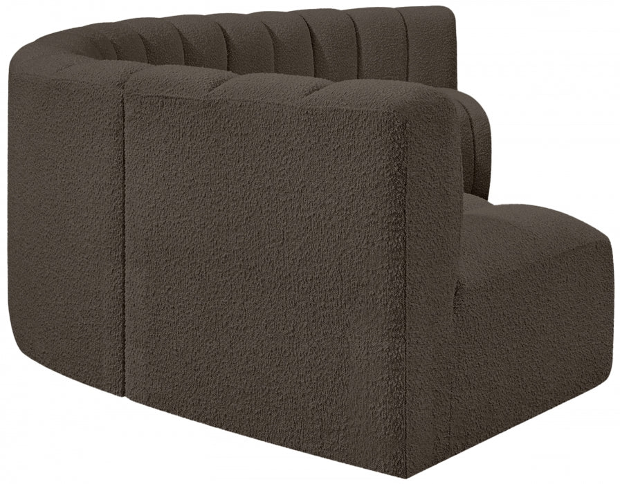 Meridian Furniture - Arc Boucle Leather 6 Piece Modular Sectional in Brown - 102Brown-S6B - GreatFurnitureDeal