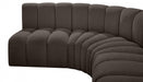 Meridian Furniture - Arc Boucle Leather 6 Piece Modular Sectional in Brown - 102Brown-S6B - GreatFurnitureDeal