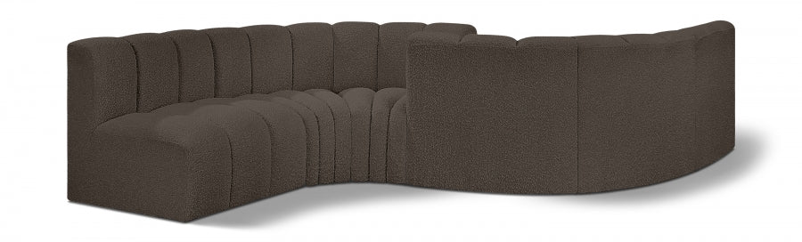 Meridian Furniture - Arc Boucle Leather 6 Piece Modular Sectional in Brown - 102Brown-S6D