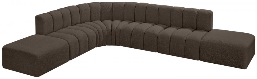 Meridian Furniture - Arc Boucle Leather 7 Piece Modular Sectional in Brown - 102Brown-S7A