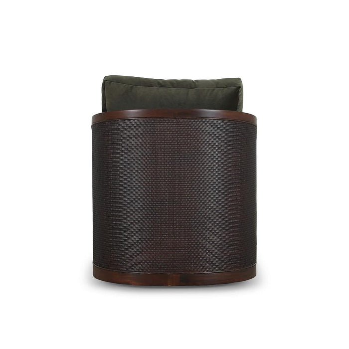 Bramble - Willis Swivel Chair w/ Mahogany Frame in Matt Teak Brown & Rattan w/ Forest Moss Velvet Fabric - 28255MTBLL274RMTB---