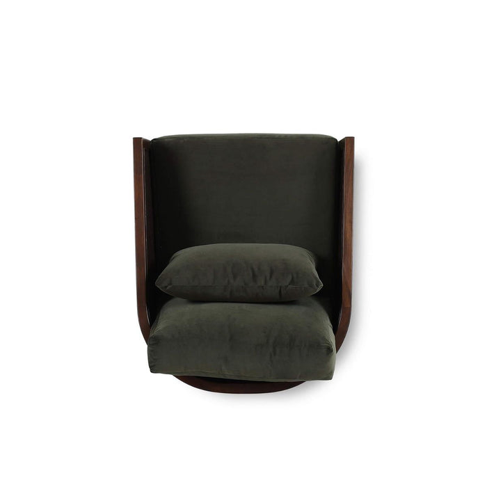 Bramble - Willis Swivel Chair w/ Mahogany Frame in Matt Teak Brown & Rattan w/ Forest Moss Velvet Fabric - 28255MTBLL274RMTB---
