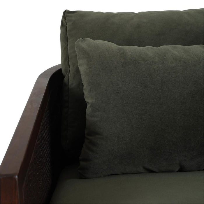 Bramble - Willis Swivel Chair w/ Mahogany Frame in Matt Teak Brown & Rattan w/ Forest Moss Velvet Fabric - 28255MTBLL274RMTB---