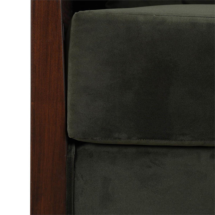 Bramble - Willis Swivel Chair w/ Mahogany Frame in Matt Teak Brown & Rattan w/ Forest Moss Velvet Fabric - 28255MTBLL274RMTB---