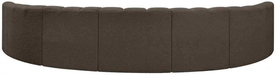 Meridian Furniture - Arc Boucle Leather 7 Piece Modular Sectional in Brown - 102Brown-S7B - GreatFurnitureDeal