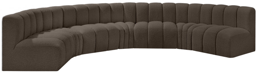 Meridian Furniture - Arc Boucle Leather 7 Piece Modular Sectional in Brown - 102Brown-S7B - GreatFurnitureDeal