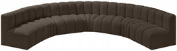 Meridian Furniture - Arc Boucle Leather 7 Piece Modular Sectional in Brown - 102Brown-S7B - GreatFurnitureDeal