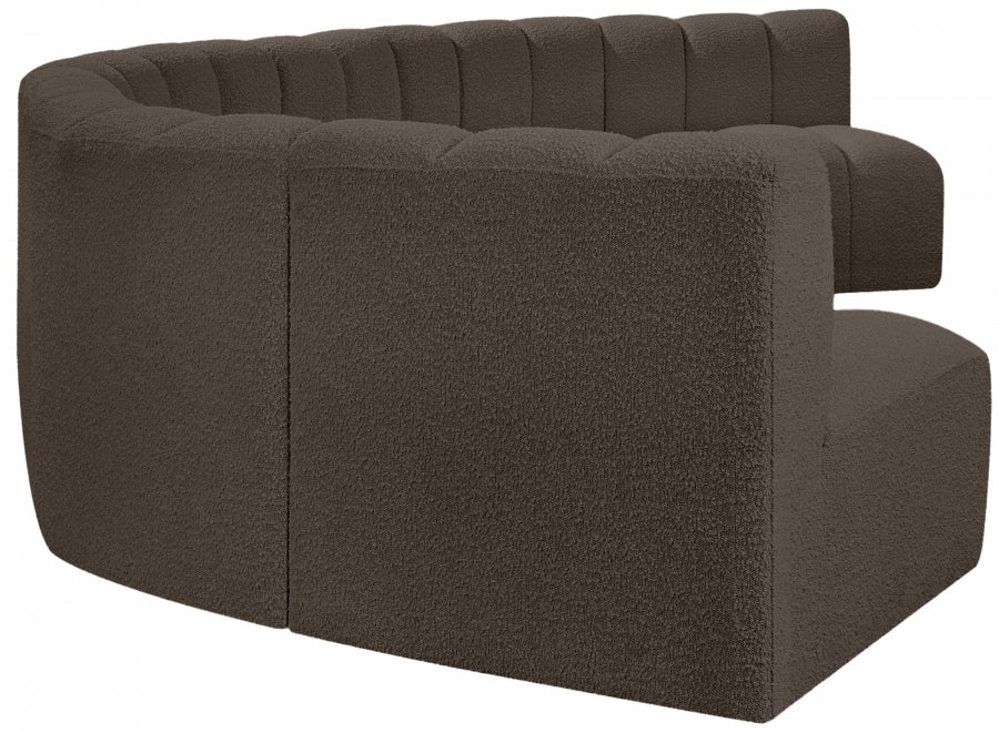 Meridian Furniture - Arc Boucle Leather 7 Piece Modular Sectional in Brown - 102Brown-S7B - GreatFurnitureDeal