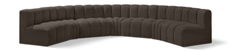 Meridian Furniture - Arc Boucle Leather 7 Piece Modular Sectional in Brown - 102Brown-S7B - GreatFurnitureDeal