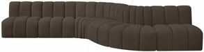 Meridian Furniture - Arc 170" Boucle Fabric Upholstered 7 Piece Modular Sectional - 102Brown-S7C - GreatFurnitureDeal