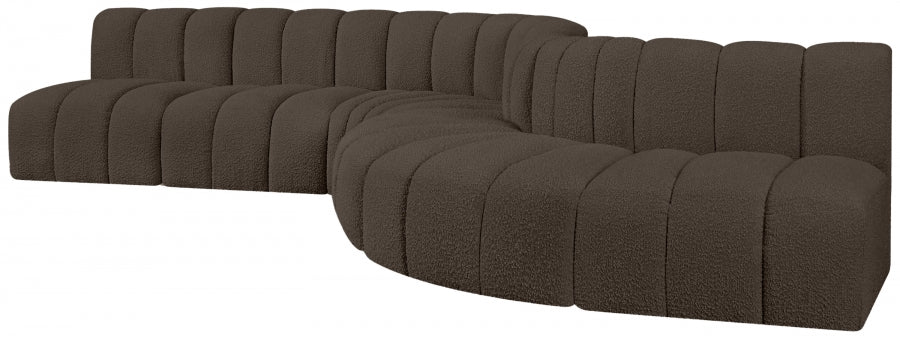 Meridian Furniture - Arc 170" Boucle Fabric Upholstered 7 Piece Modular Sectional - 102Brown-S7C - GreatFurnitureDeal