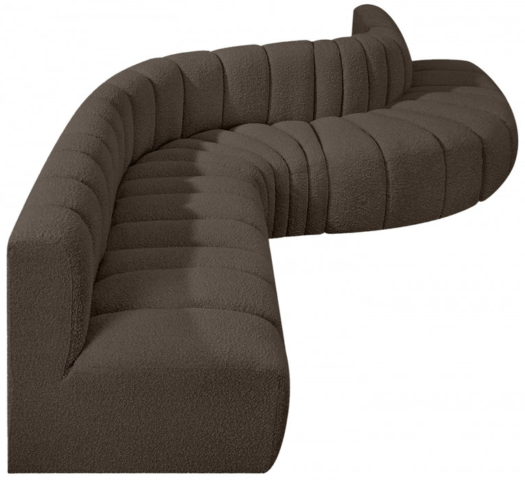 Meridian Furniture - Arc 170" Boucle Fabric Upholstered 7 Piece Modular Sectional - 102Brown-S7C - GreatFurnitureDeal