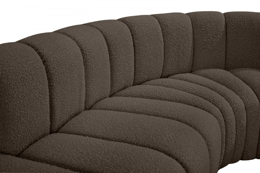 Meridian Furniture - Arc 170" Boucle Fabric Upholstered 7 Piece Modular Sectional - 102Brown-S7C - GreatFurnitureDeal