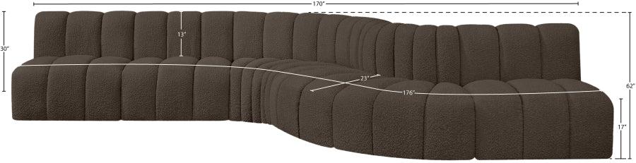 Meridian Furniture - Arc 170" Boucle Fabric Upholstered 7 Piece Modular Sectional - 102Brown-S7C - GreatFurnitureDeal