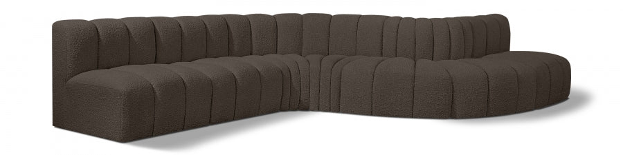 Meridian Furniture - Arc 170" Boucle Fabric Upholstered 7 Piece Modular Sectional - 102Brown-S7C - GreatFurnitureDeal