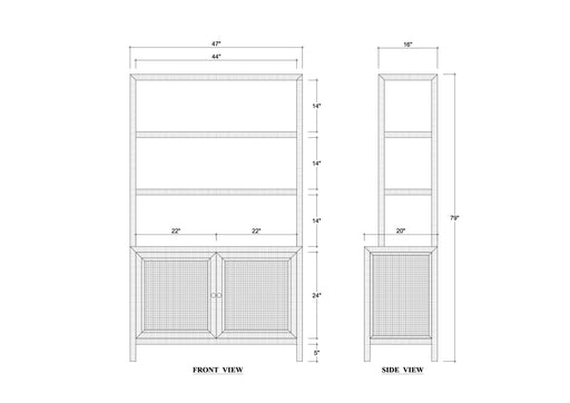 Bramble - Kagu Open Hutch w/ Rattan - BR-28257 - GreatFurnitureDeal