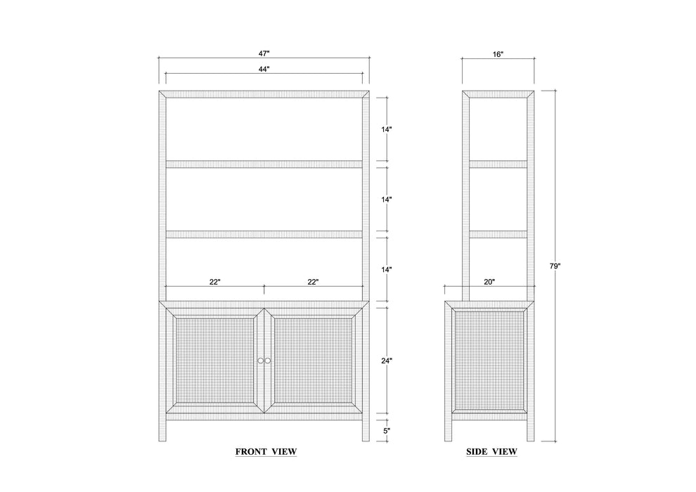 Bramble - Kagu Open Hutch w/ Rattan - BR-28257 - GreatFurnitureDeal