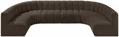 Meridian Furniture - Arc Boucle Leather 8 Piece Modular Sectional in Brown - 102Brown-S8A - GreatFurnitureDeal