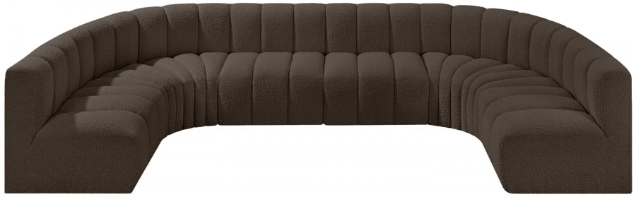 Meridian Furniture - Arc Boucle Leather 8 Piece Modular Sectional in Brown - 102Brown-S8A - GreatFurnitureDeal