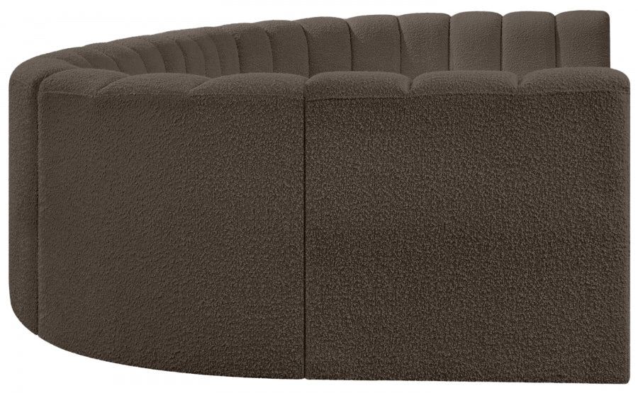 Meridian Furniture - Arc Boucle Leather 8 Piece Modular Sectional in Brown - 102Brown-S8A - GreatFurnitureDeal