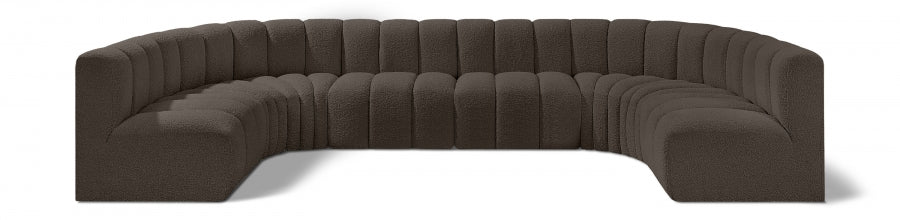 Meridian Furniture - Arc Boucle Leather 8 Piece Modular Sectional in Brown - 102Brown-S8A - GreatFurnitureDeal