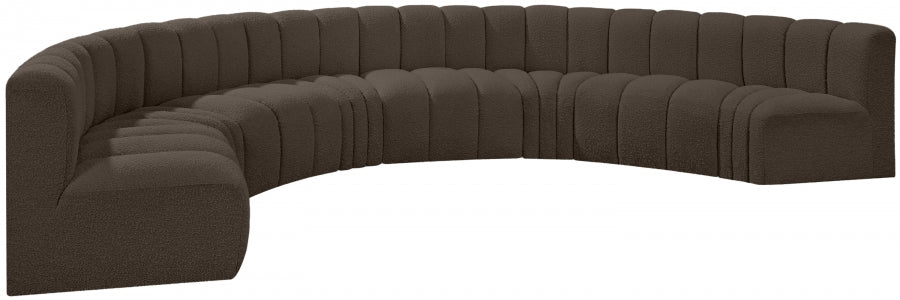 Meridian Furniture - Arc Boucle Leather 8 Piece Modular Sectional in Brown - 102Brown-S8B