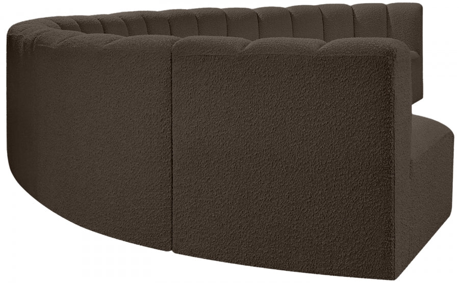 Meridian Furniture - Arc Boucle Leather 8 Piece Modular Sectional in Brown - 102Brown-S8B