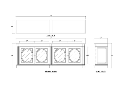 Bramble - Fiona 4 Door Buffet w/ Glass Shelves - BR-28259 - GreatFurnitureDeal