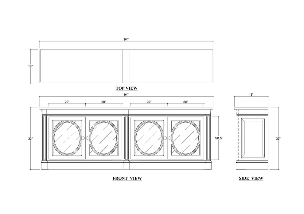 Bramble - Fiona 4 Door Buffet w/ Glass Shelves - BR-28259 - GreatFurnitureDeal
