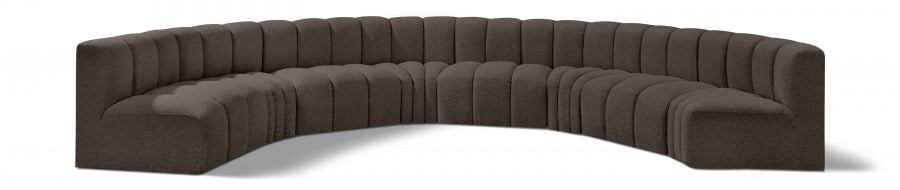 Meridian Furniture - Arc Boucle Leather 8 Piece Modular Sectional in Brown - 102Brown-S8B